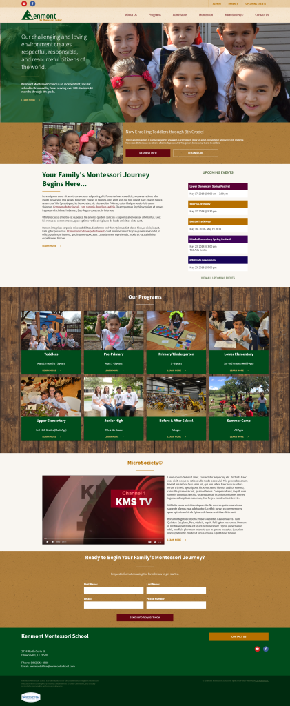 Kenmont Montessori homepage design